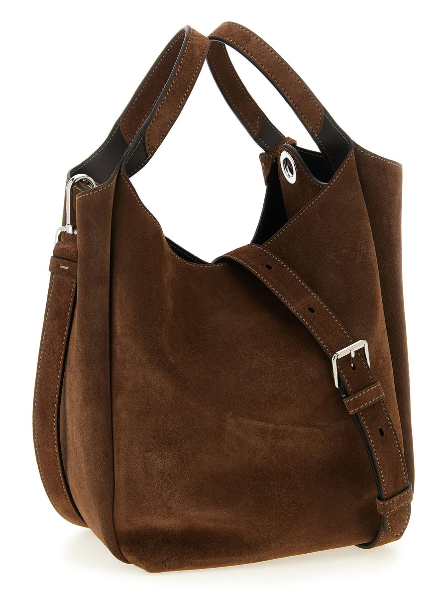 Tod's Secchiello Small Bucket Bag Brown Suede Calfskin Leather T Pendant