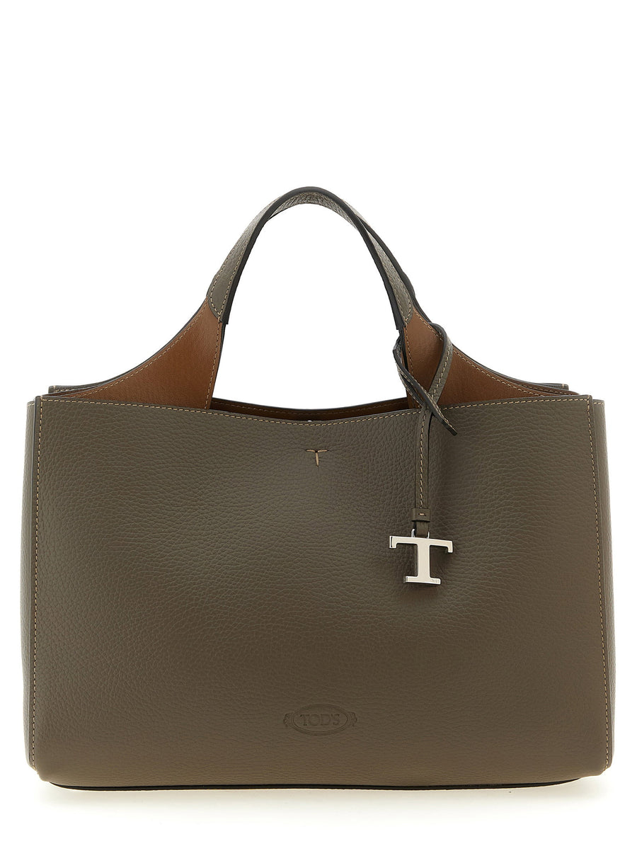 Tod's Small Gray Calfskin Leather Bucket Bag For Women