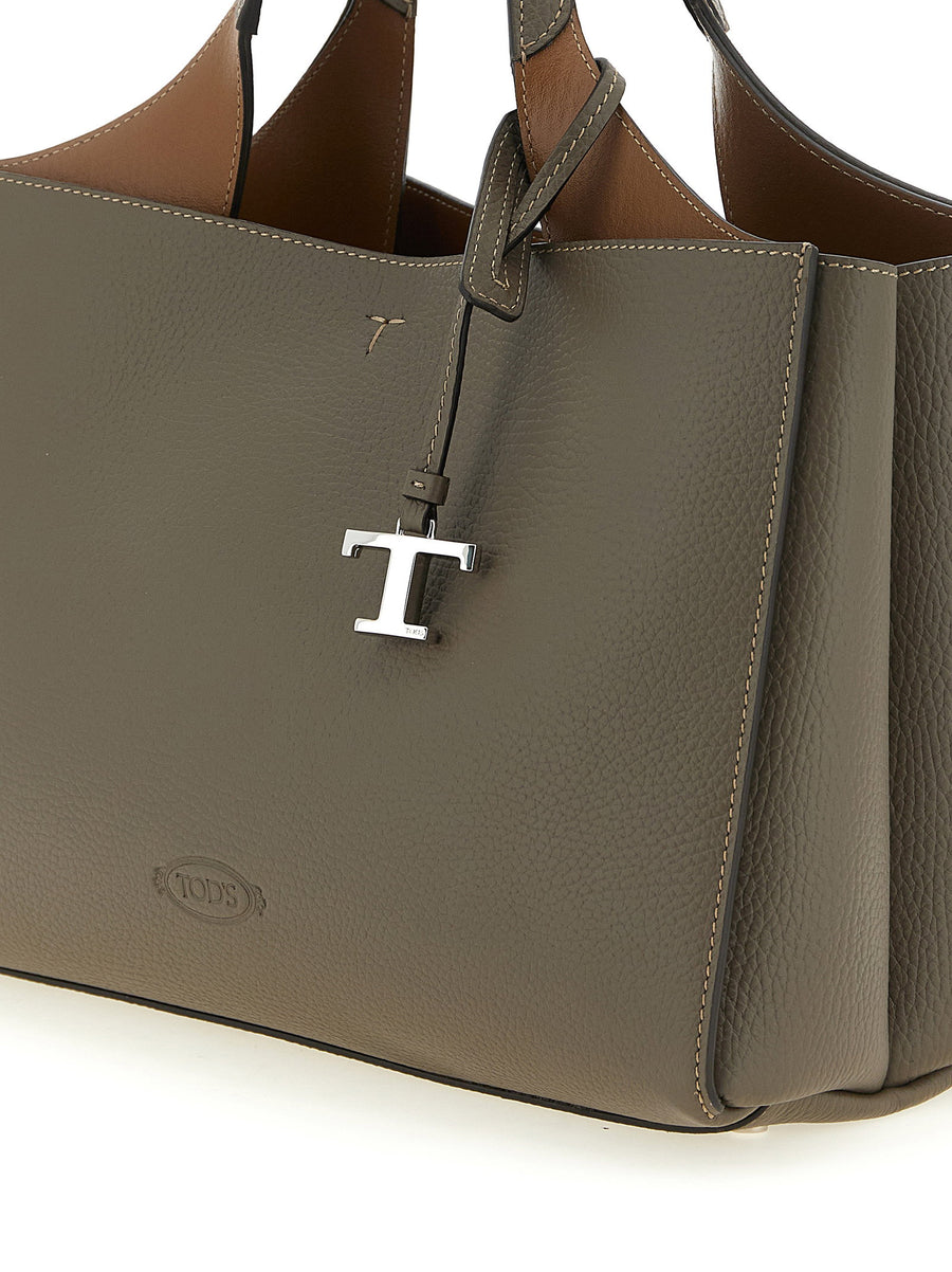 Tod's Small Gray Calfskin Leather Bucket Bag For Women