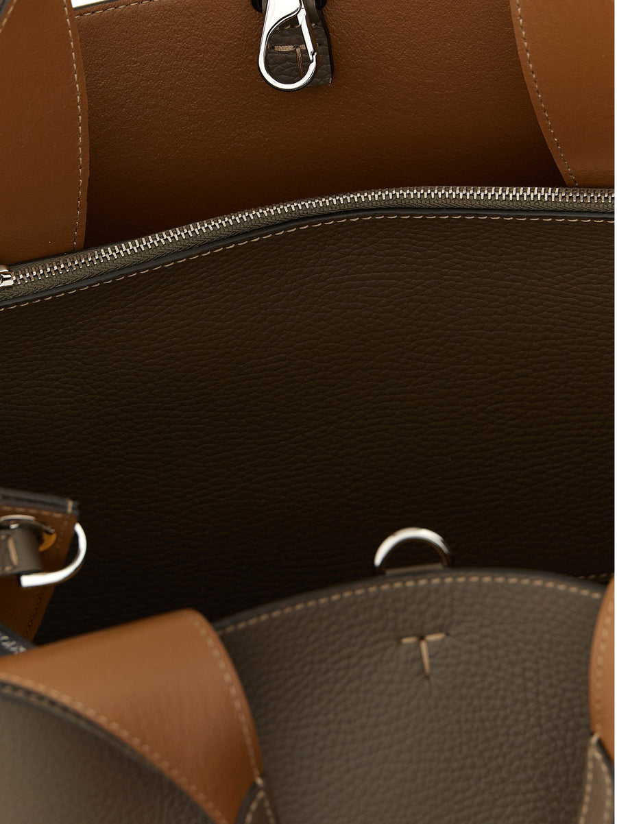 Tod's Small Gray Calfskin Leather Bucket Bag For Women