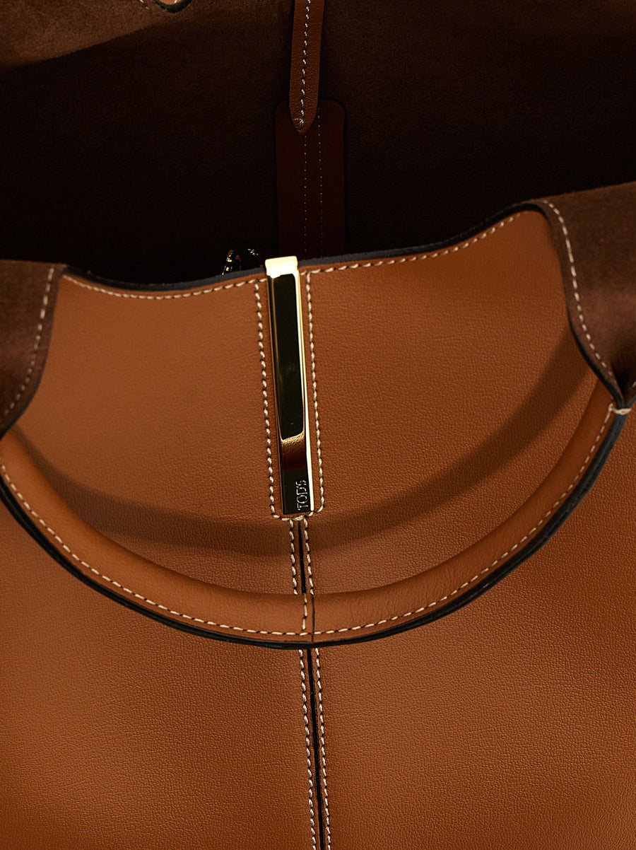Tod's Small Ebr Shopping Bag For Women Luxury Calfskin Leather Everyday Use Refined Style
