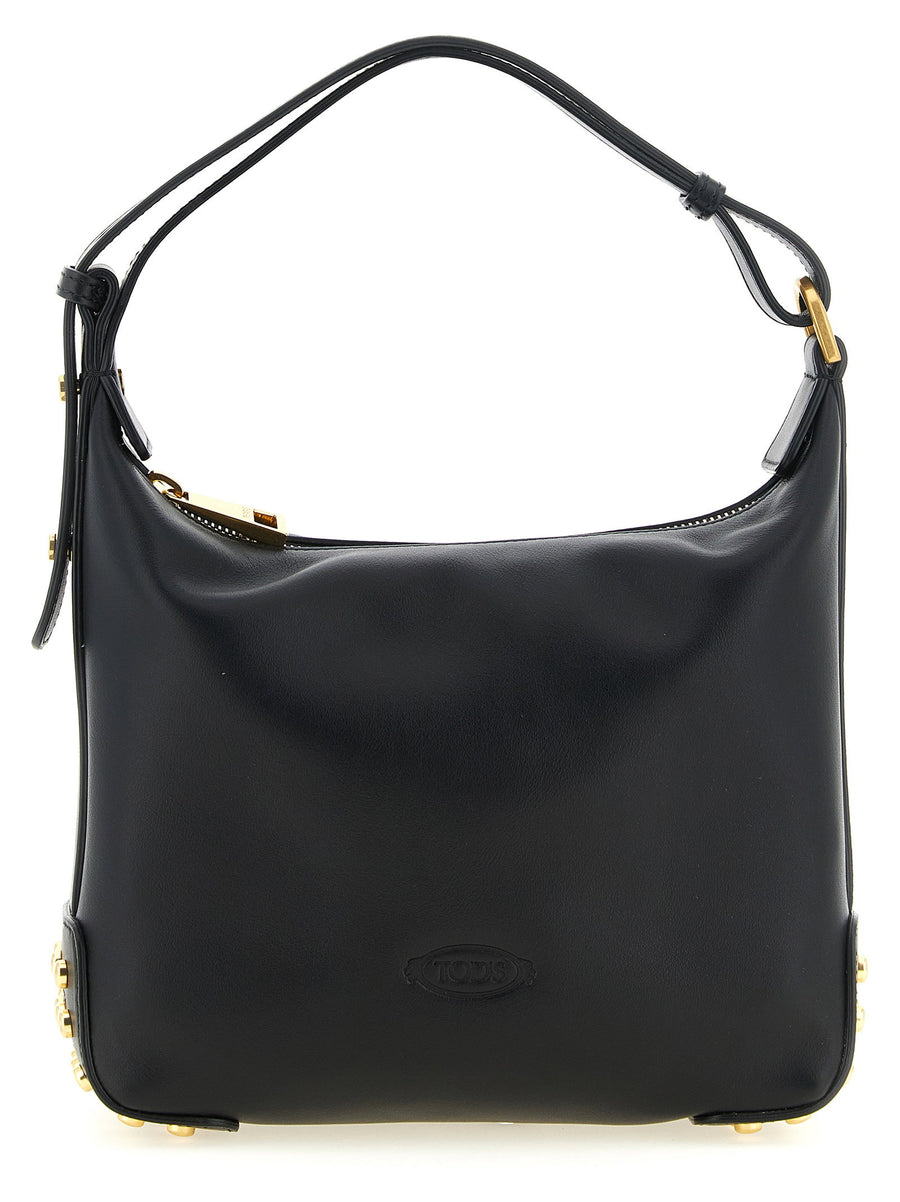 Tod's Gommini Mini Shoulder Bag In Black Calfskin Leather
