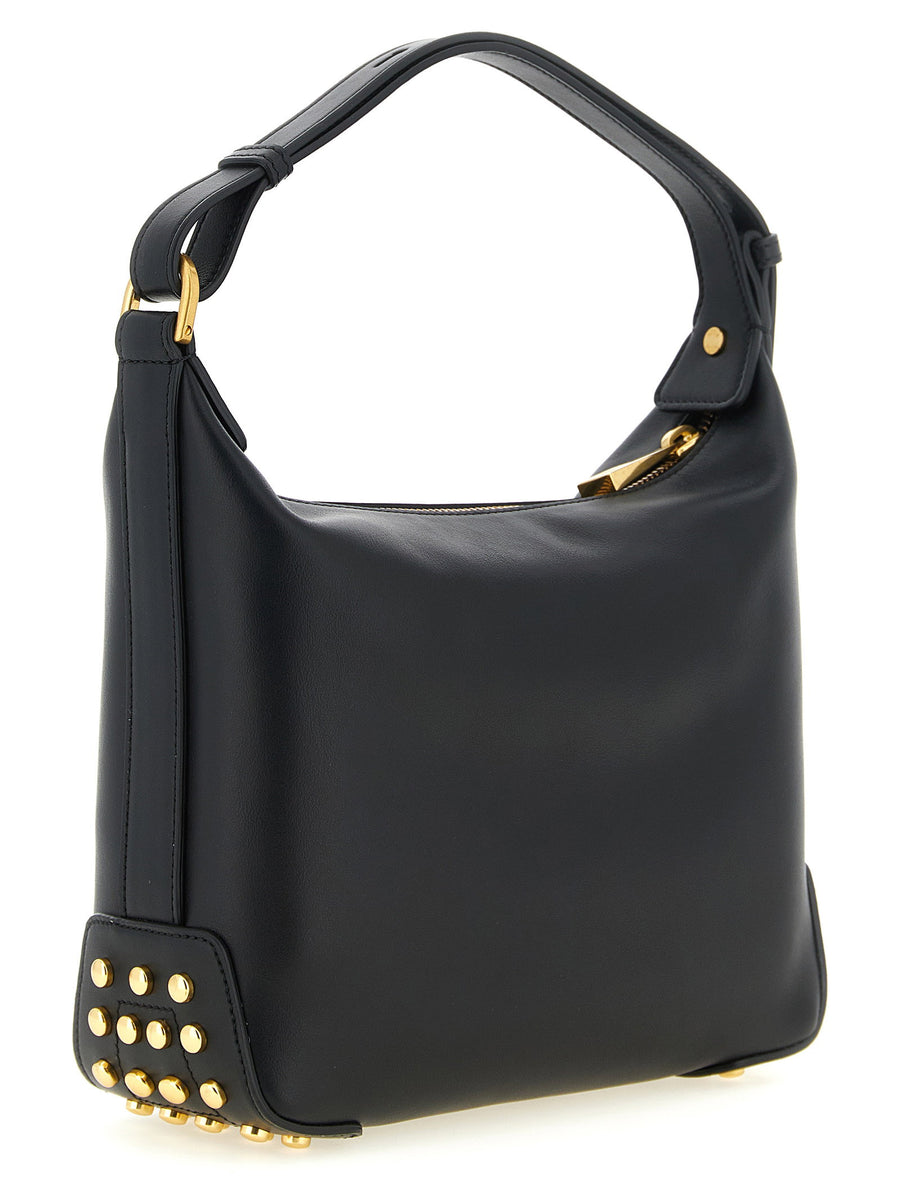 Tod's Gommini Mini Shoulder Bag In Black Calfskin Leather