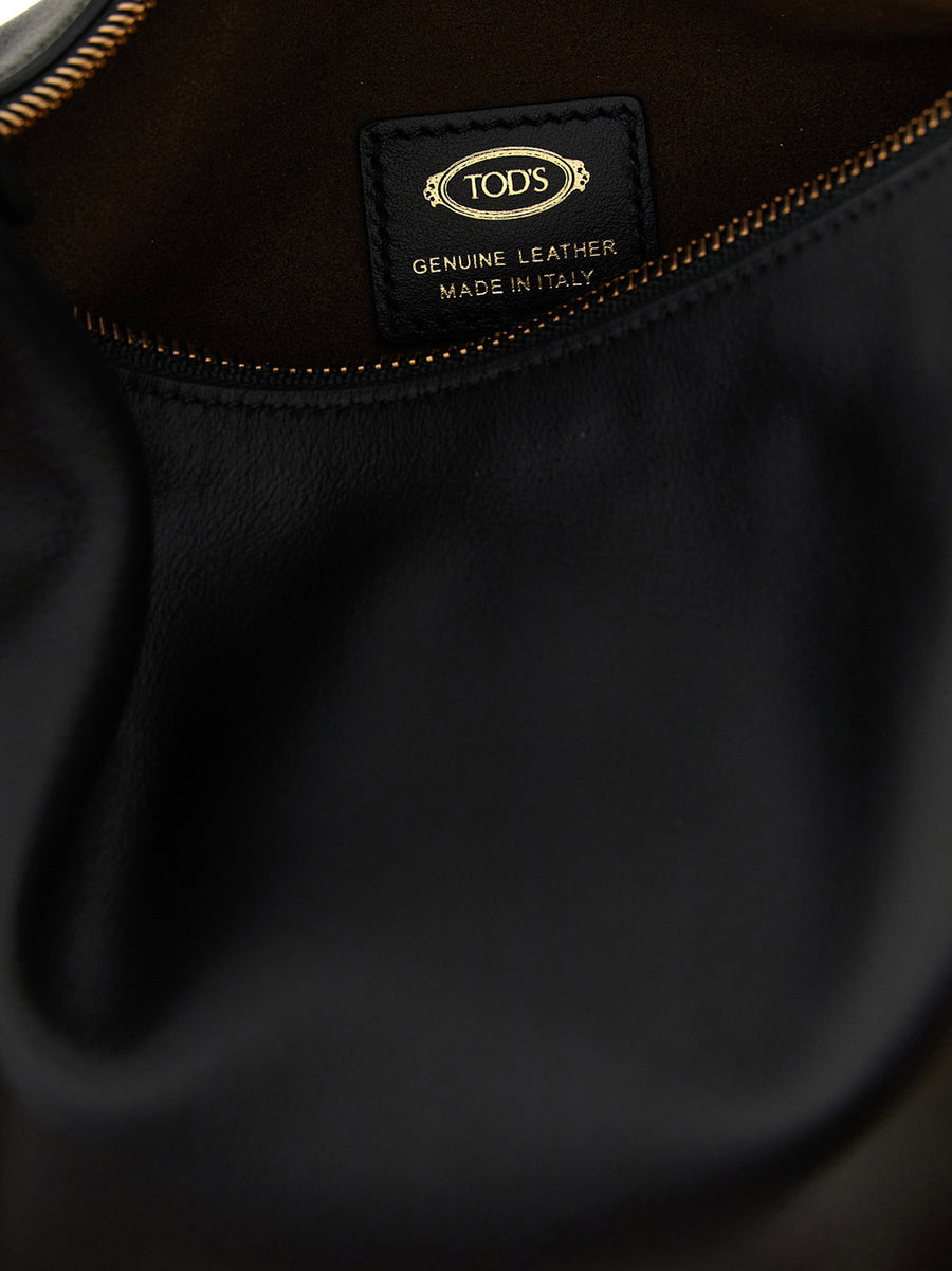 Tod's Gommini Mini Shoulder Bag In Black Calfskin Leather