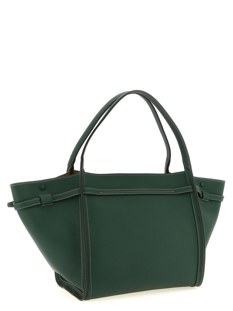 Tod's Tim Medium Shopping Bag Green Calfskin With Adjustable Gussets For Women Timeless Luxury