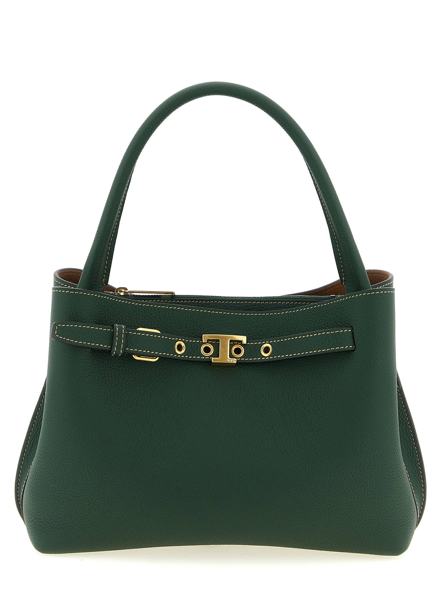 Tod's Tim Mini Handbag Green Calfskin Luxury Timeless Two Compartments Interior With Central Zip Pocket For Women