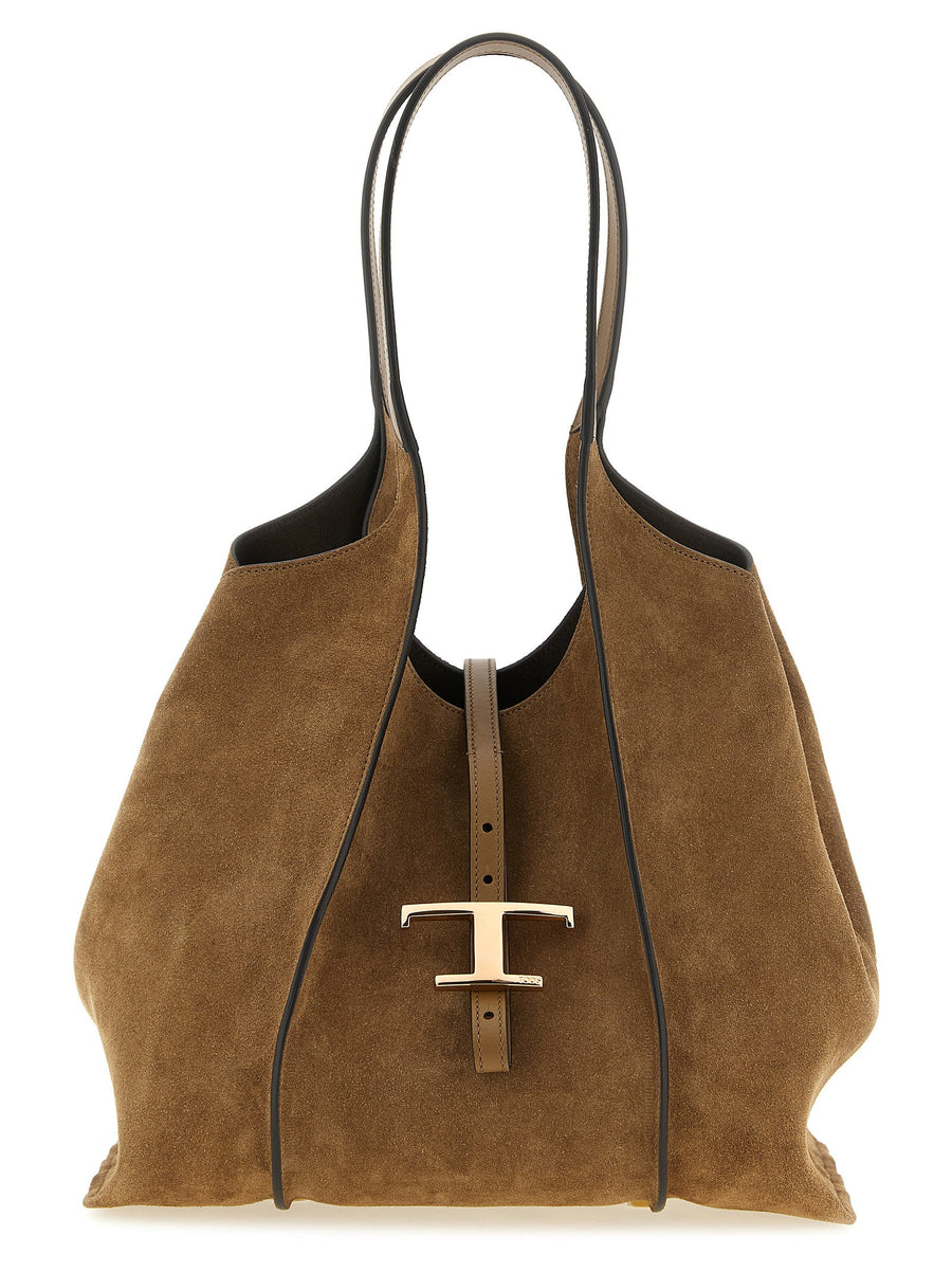 Tod's T Timeless Medium Shopping Bag One Size Brown Calfskin Leather