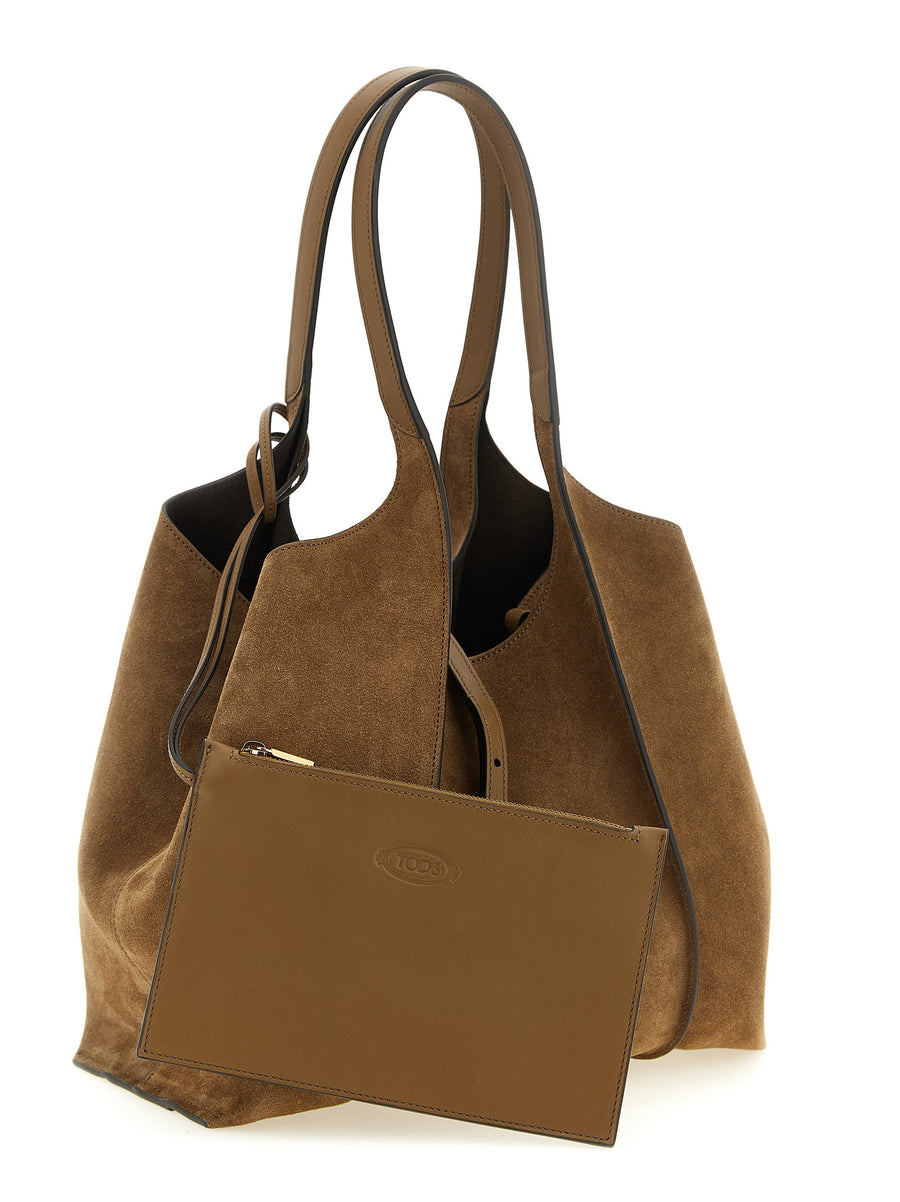 Tod's T Timeless Medium Shopping Bag One Size Brown Calfskin Leather