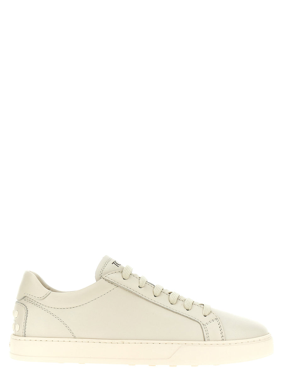 Tods Allacciata Cassetta White Calfskin Leather Sneakers