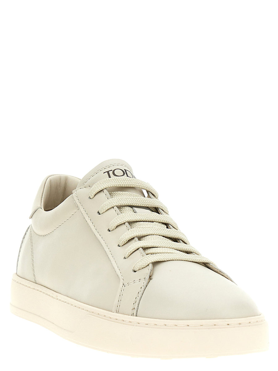 Tods Allacciata Cassetta White Calfskin Leather Sneakers