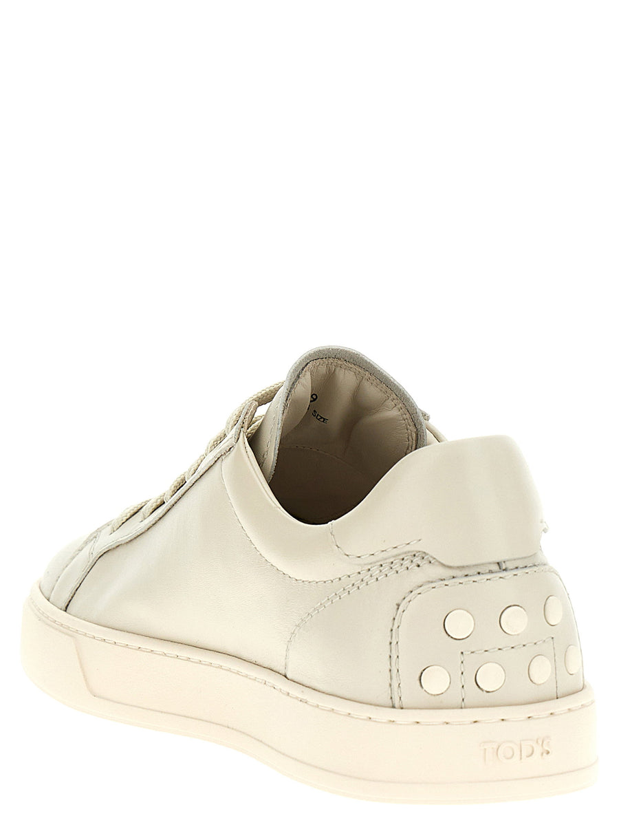 Tods Allacciata Cassetta White Calfskin Leather Sneakers