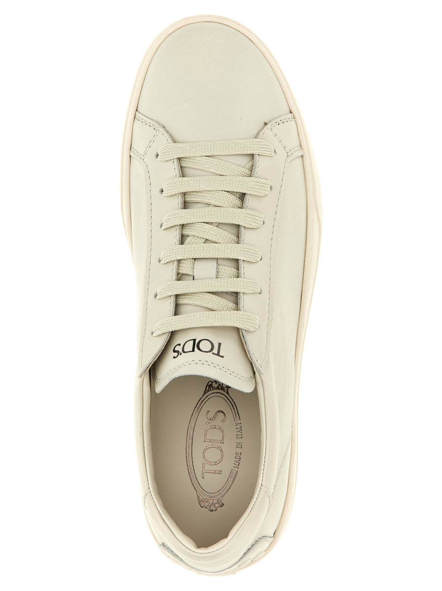 Tods Allacciata Cassetta White Calfskin Leather Sneakers