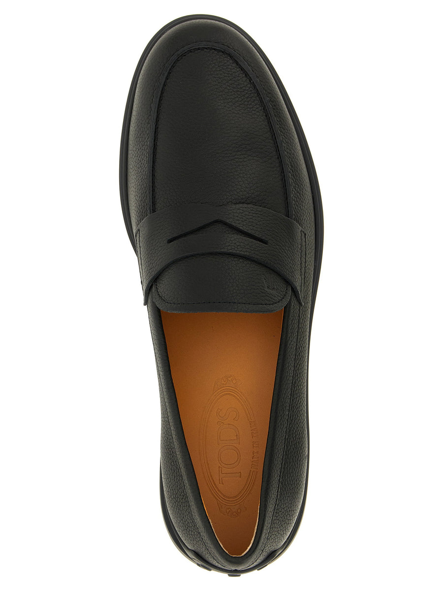 Tod's Hammered Leather Moccasins For Men Textured Calfskin Slip On Luxury Comfort
