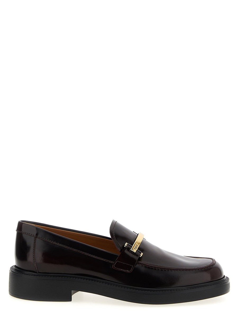 Tod's Barretta Loafers Bordeaux Brushed Calf Leather For Women With Signature Hardware And All Day Comfort