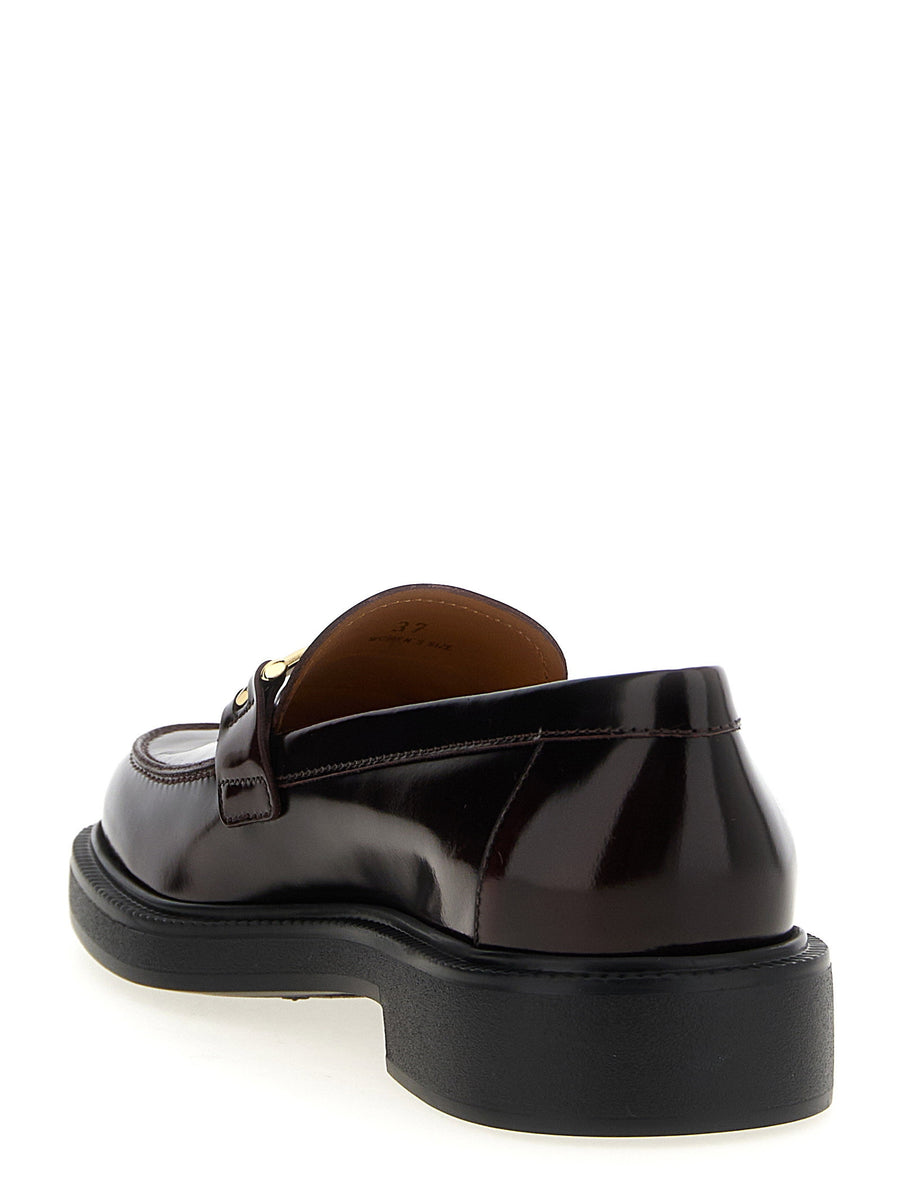 Tod's Barretta Loafers Bordeaux Brushed Calf Leather For Women With Signature Hardware And All Day Comfort