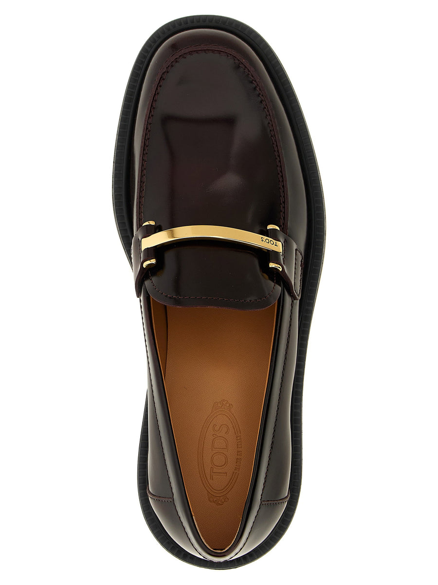 Tod's Barretta Loafers Bordeaux Brushed Calf Leather For Women With Signature Hardware And All Day Comfort