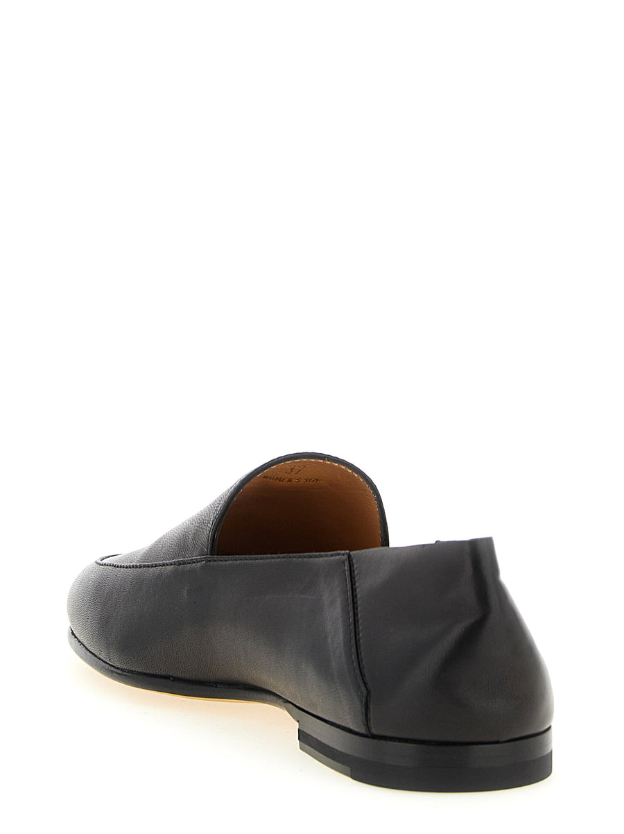 Tod's Sabot Loafers Moccasins Black Lamb Leather With Foldable Heel
