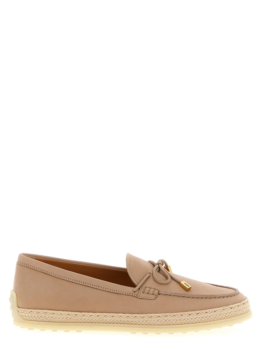 Tods Gomma Rafia 92k Loafers For Women Luxurious Pink Suede Moccasins For Everyday Elegance