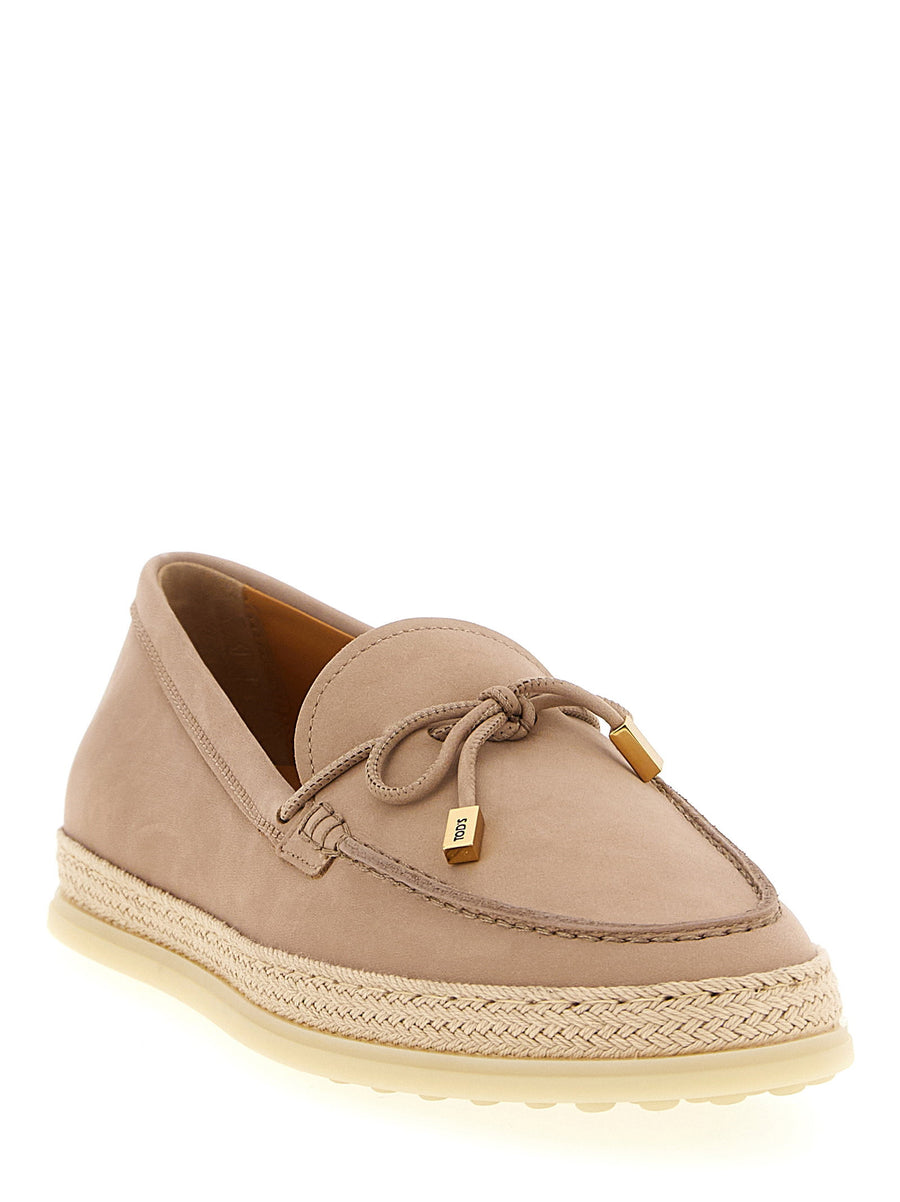 Tods Gomma Rafia 92k Loafers For Women Luxurious Pink Suede Moccasins For Everyday Elegance