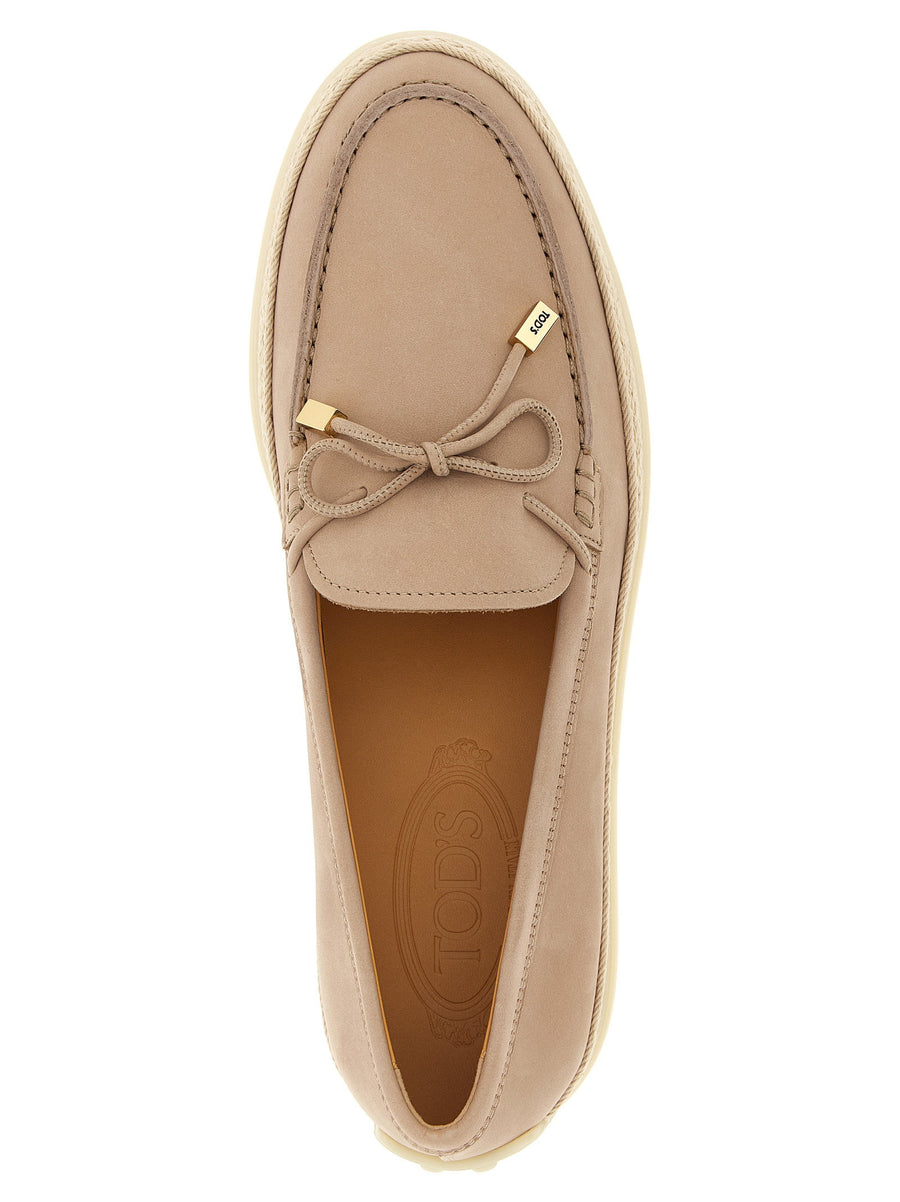 Tods Gomma Rafia 92k Loafers For Women Luxurious Pink Suede Moccasins For Everyday Elegance