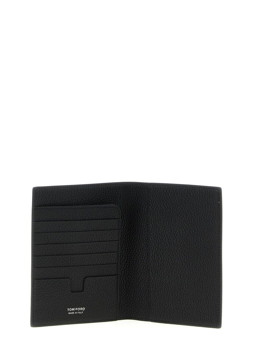 Tom Ford Hammered Leather Passport Holder for Travelers Luxurious Slim Card Case With Discreet Logo
