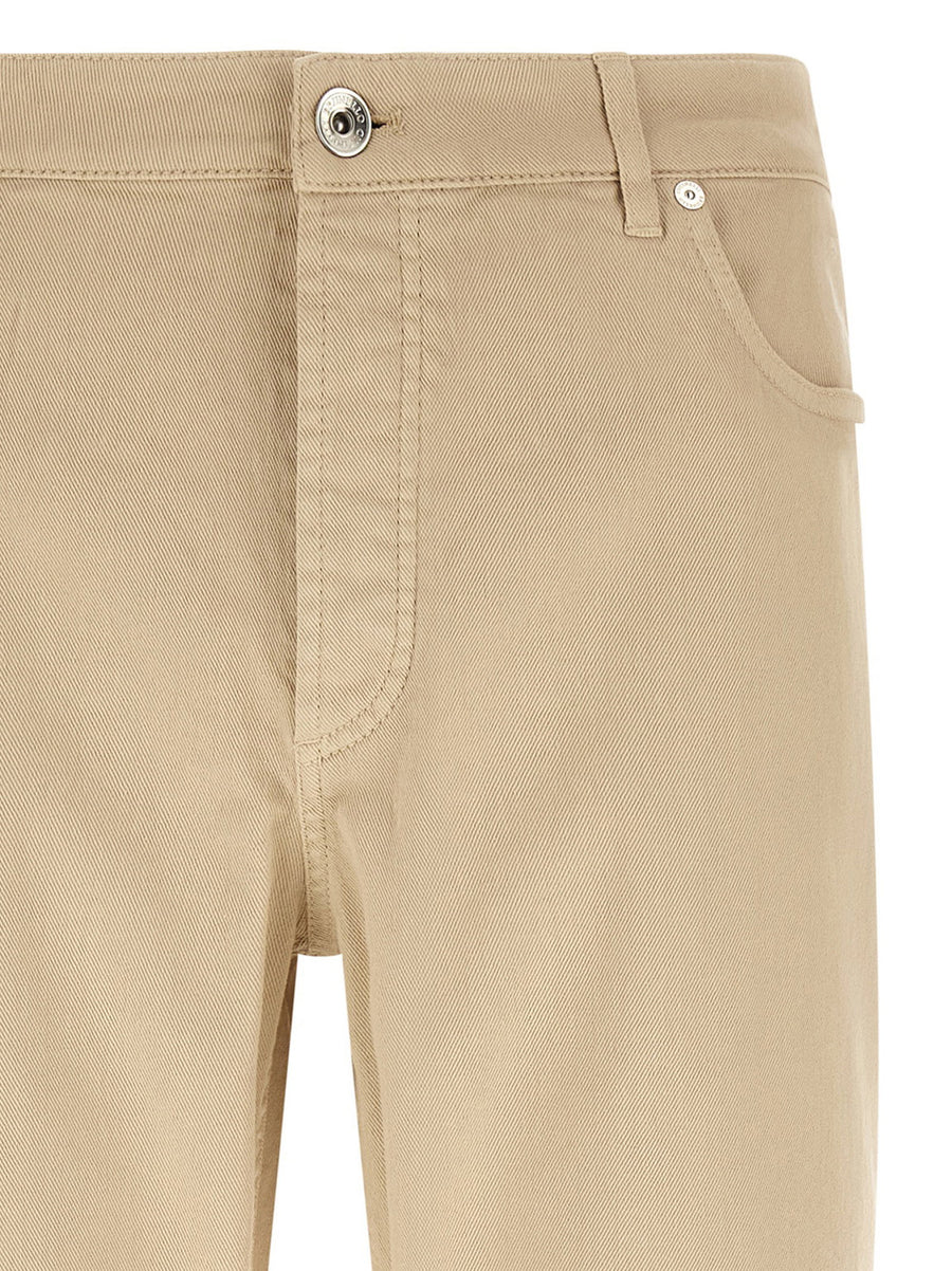 Brunello Cucinelli Beige Coat Of Arms Embroidered Jeans