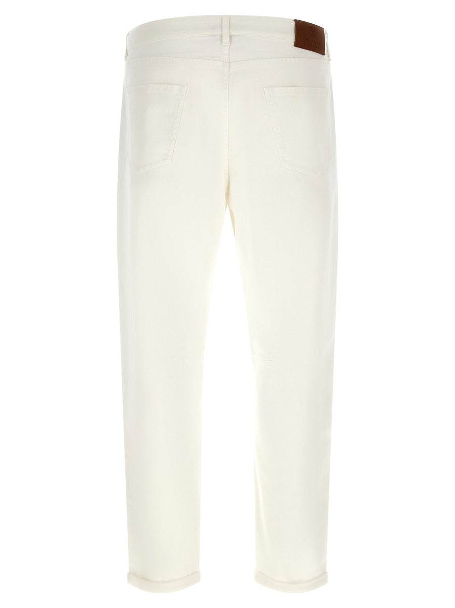 Brunello Cucinelli Tino Jeans White Cotton Denim Slim Fit