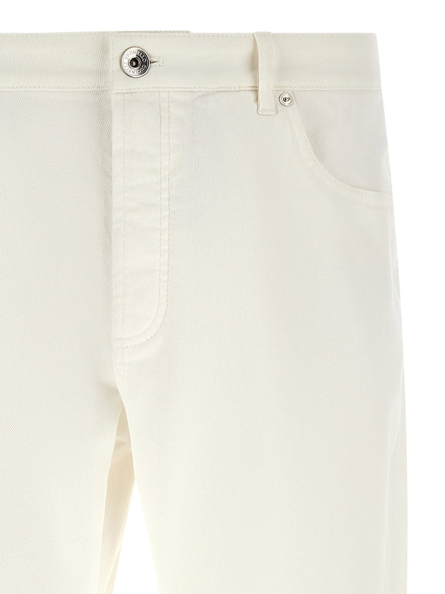 Brunello Cucinelli Tino Jeans White Cotton Denim Slim Fit