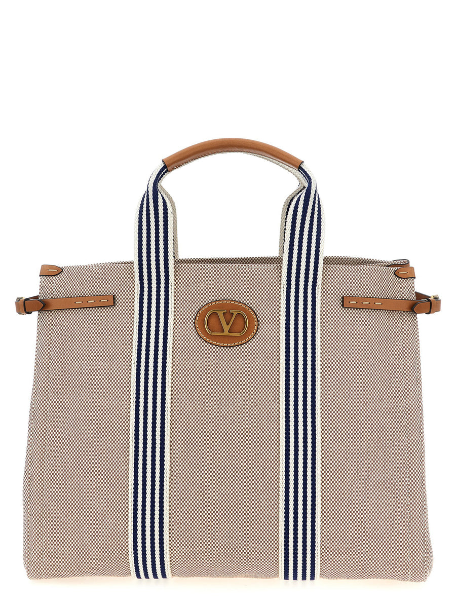 Valentino Garavani Antibes Handbag Multicolor Cotton Canvas With Leather Accents For Everyday Luxury