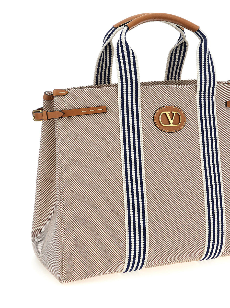 Valentino Garavani Antibes Handbag Multicolor Cotton Canvas With Leather Accents For Everyday Luxury