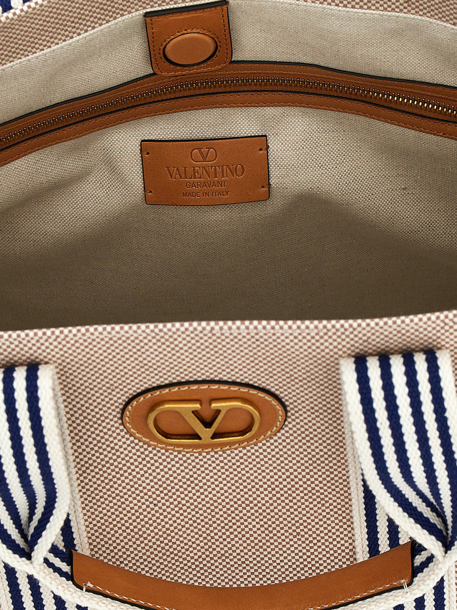 Valentino Garavani Antibes Handbag Multicolor Cotton Canvas With Leather Accents For Everyday Luxury
