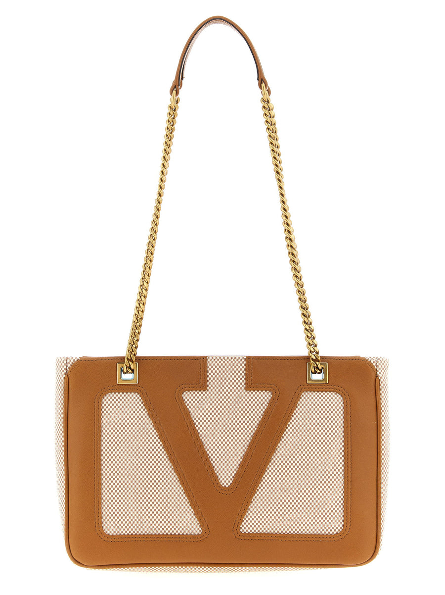 Valentino Garavani Viva Superstar Canvas Shoulder Bag Brown Compact Urban Everyday