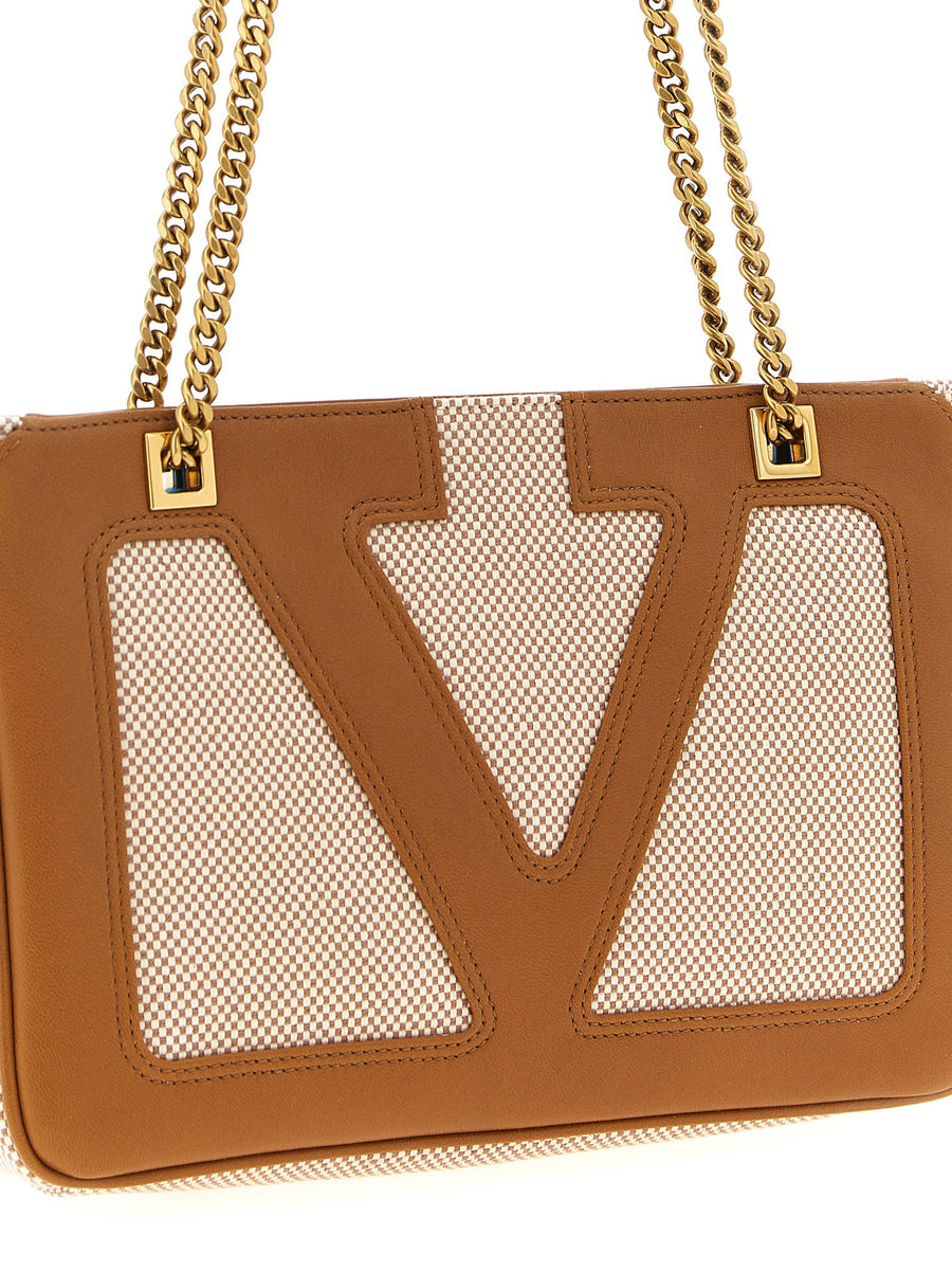 Valentino Garavani Viva Superstar Canvas Shoulder Bag Brown Compact Urban Everyday