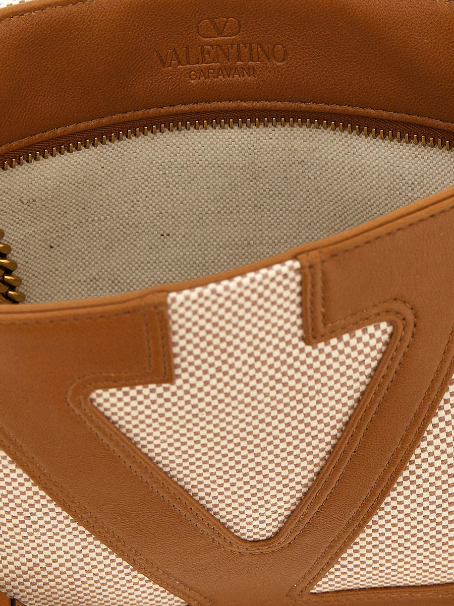 Valentino Garavani Viva Superstar Canvas Shoulder Bag Brown Compact Urban Everyday