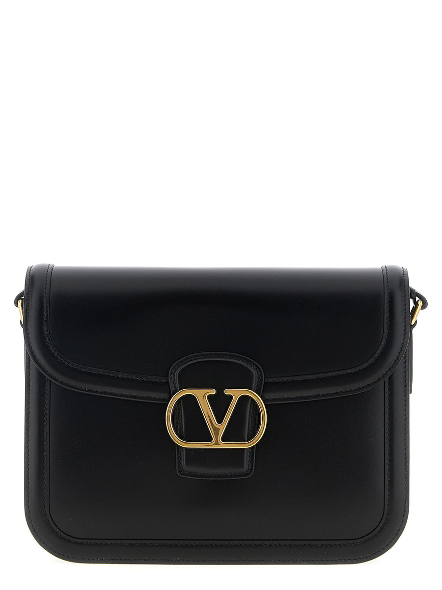 Valentino Garavani 9to5 Shoulder Bag Black Calfskin Leather Magnetic Flap VLogo Versatile Strap Luxury For Women