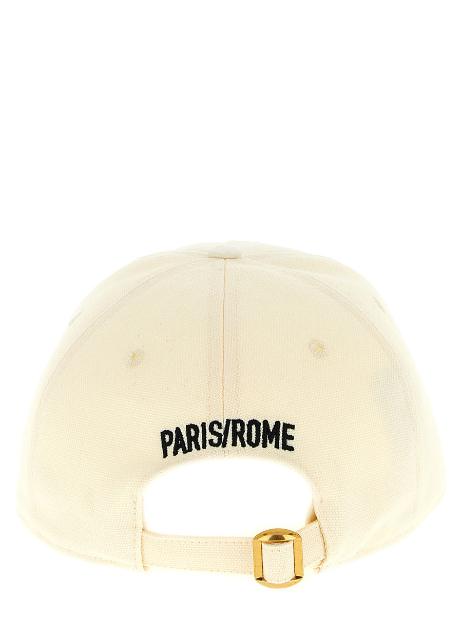 Valentino Garavani Chez Valentino Cap Beige 100 Percent Cotton Hat With Front Embroidery And Adjustable Strap For Men