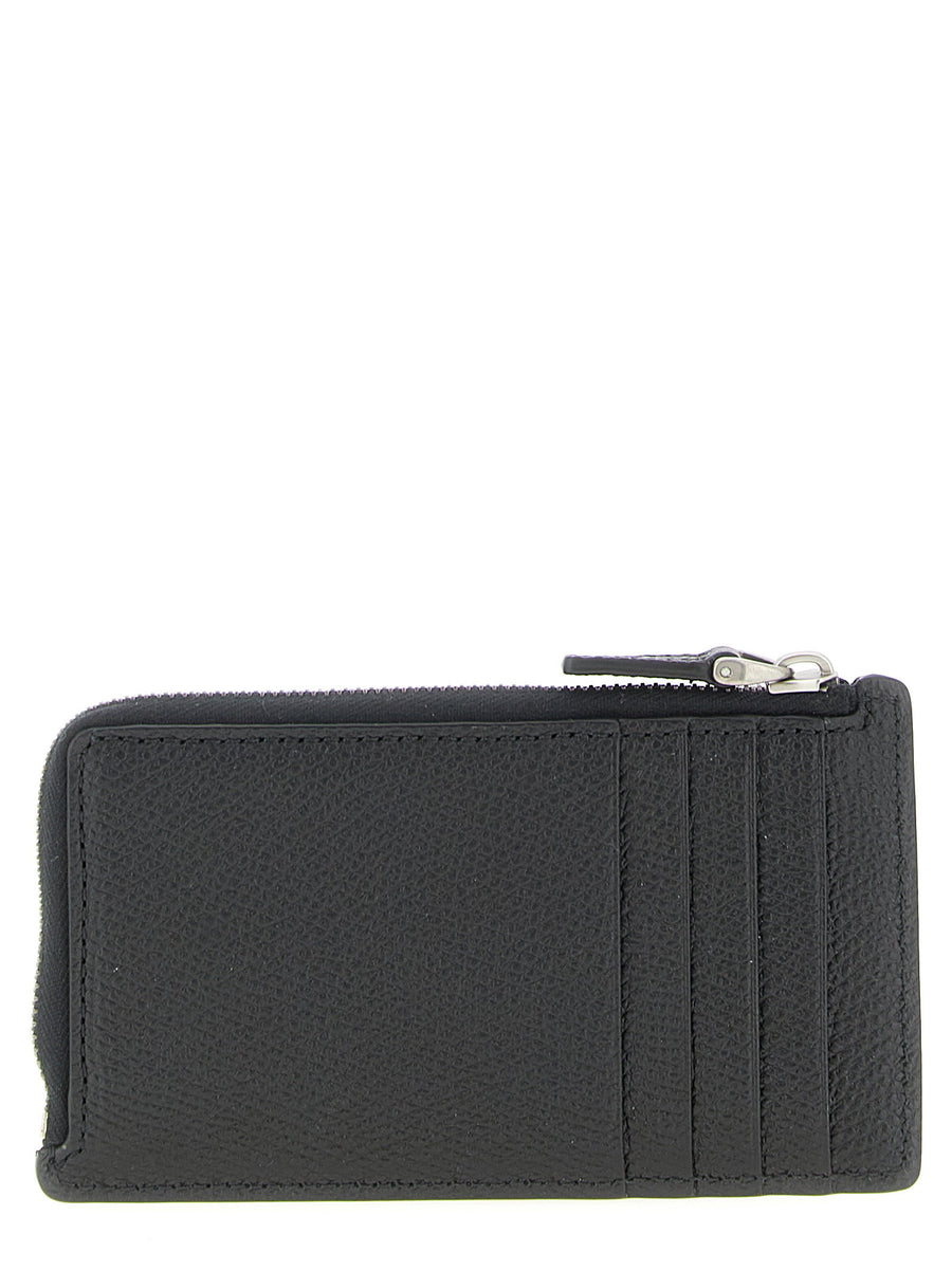 Valentino Garavani Vlogo Signature Coin Purse Black Calfskin with Zip Closure Card Slots Luxury for Men
