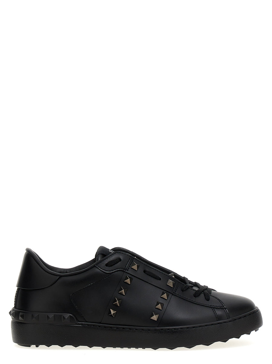 Valentino Garavani Rockstud Untitled Sneakers Black Calfskin Leather Luxury For Men Casual Shoes Premium Comfort