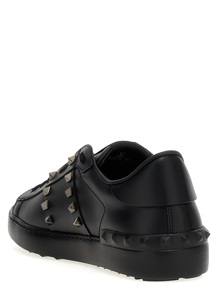 Valentino Garavani Rockstud Untitled Sneakers Black Calfskin Leather Luxury For Men Casual Shoes Premium Comfort