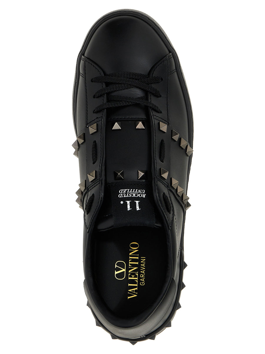 Valentino Garavani Rockstud Untitled Sneakers Black Calfskin Leather Luxury For Men Casual Shoes Premium Comfort