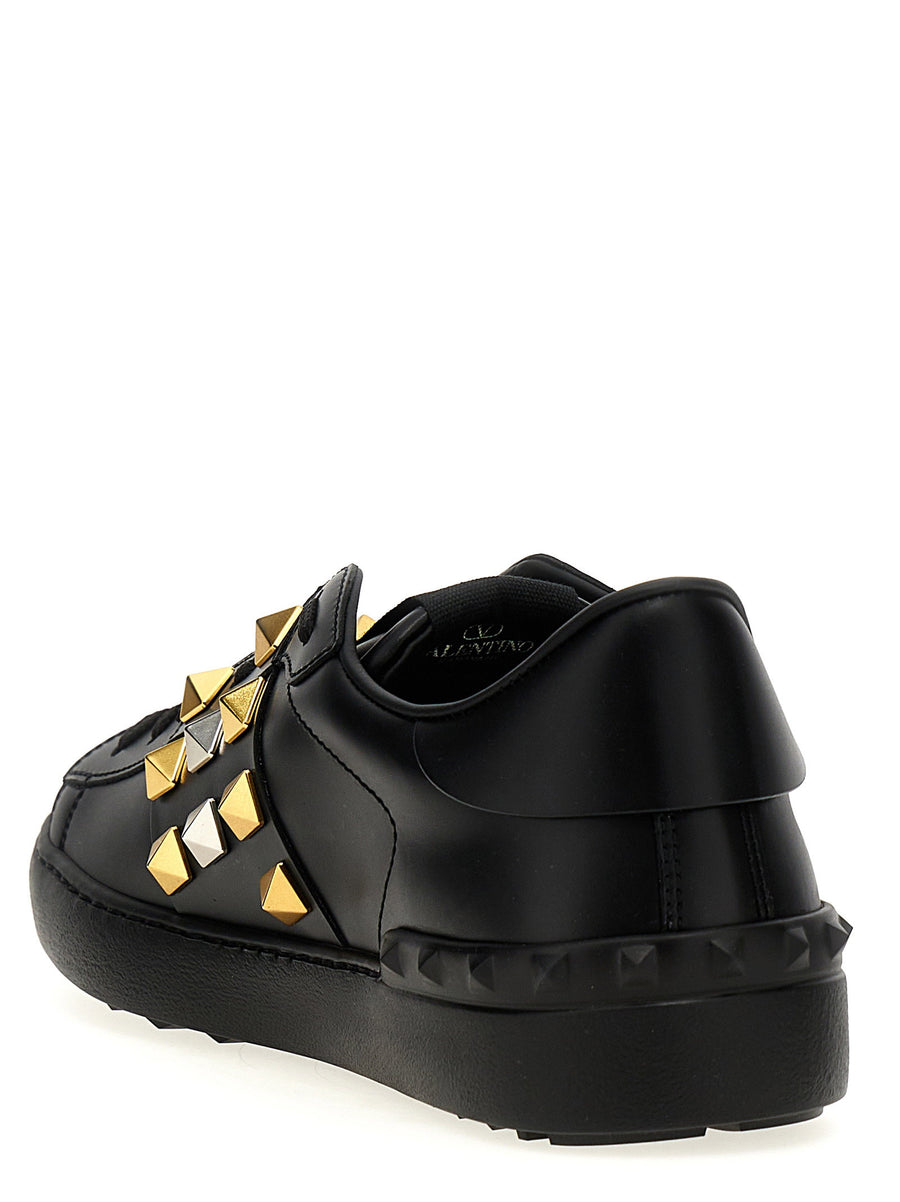 Valentino Garavani Rockstud Untitled Sneakers Black Calfskin Leather Maxi Studs Luxury Mens Lace Up