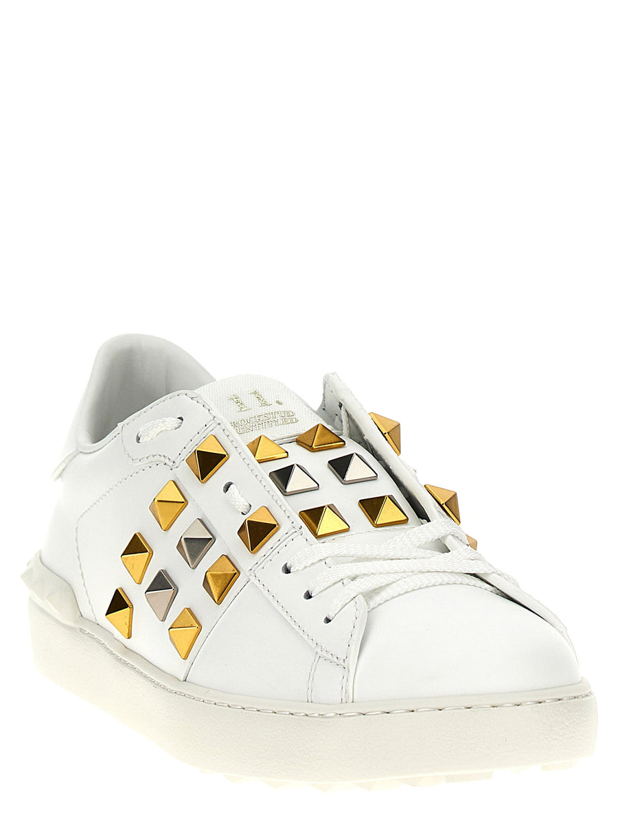 Valentino Garavani Rockstud Untitled Sneakers White Premium Calfskin Leather Luxury For Men