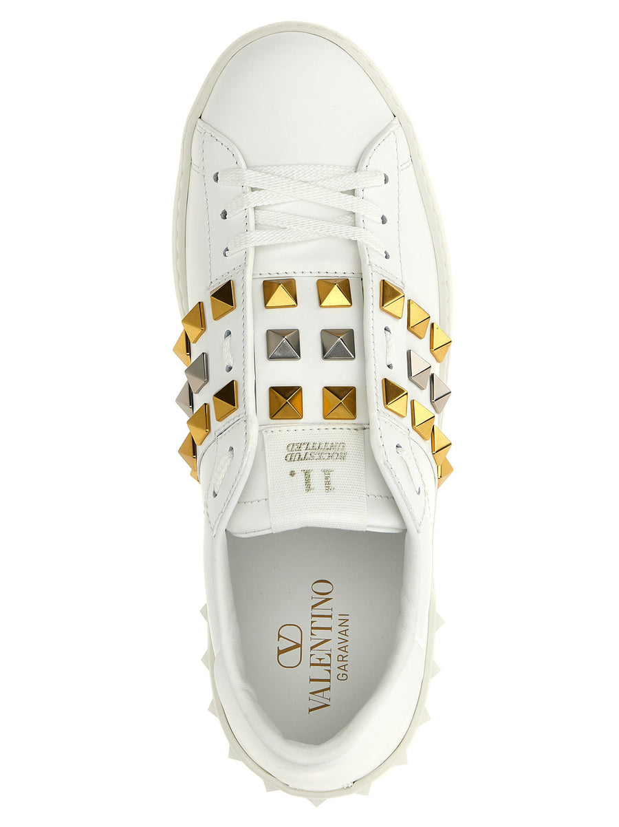 Valentino Garavani Rockstud Untitled Sneakers White Premium Calfskin Leather Luxury For Men