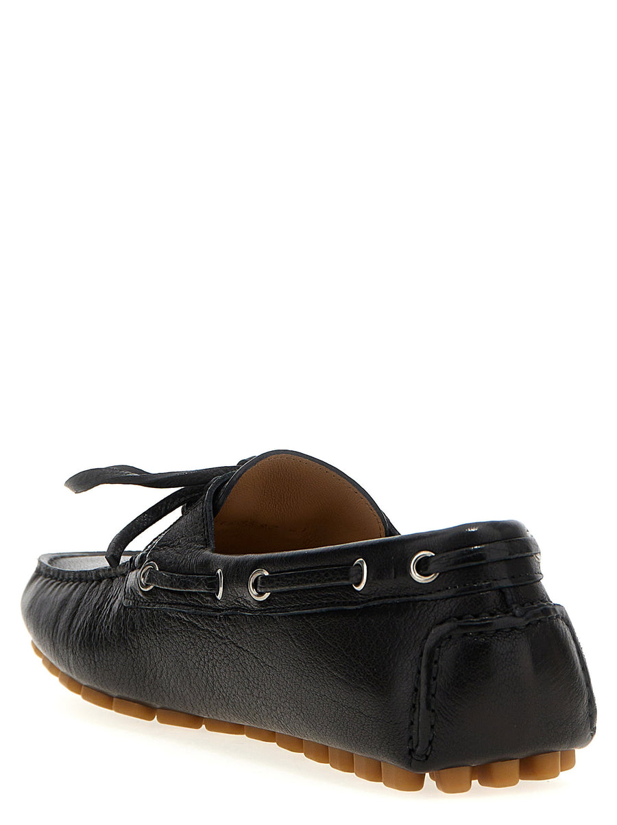 Valentino Garavani Driver Fastaway Loafers For Men In Black Buffalo Leather Luxury Driving Moccasins