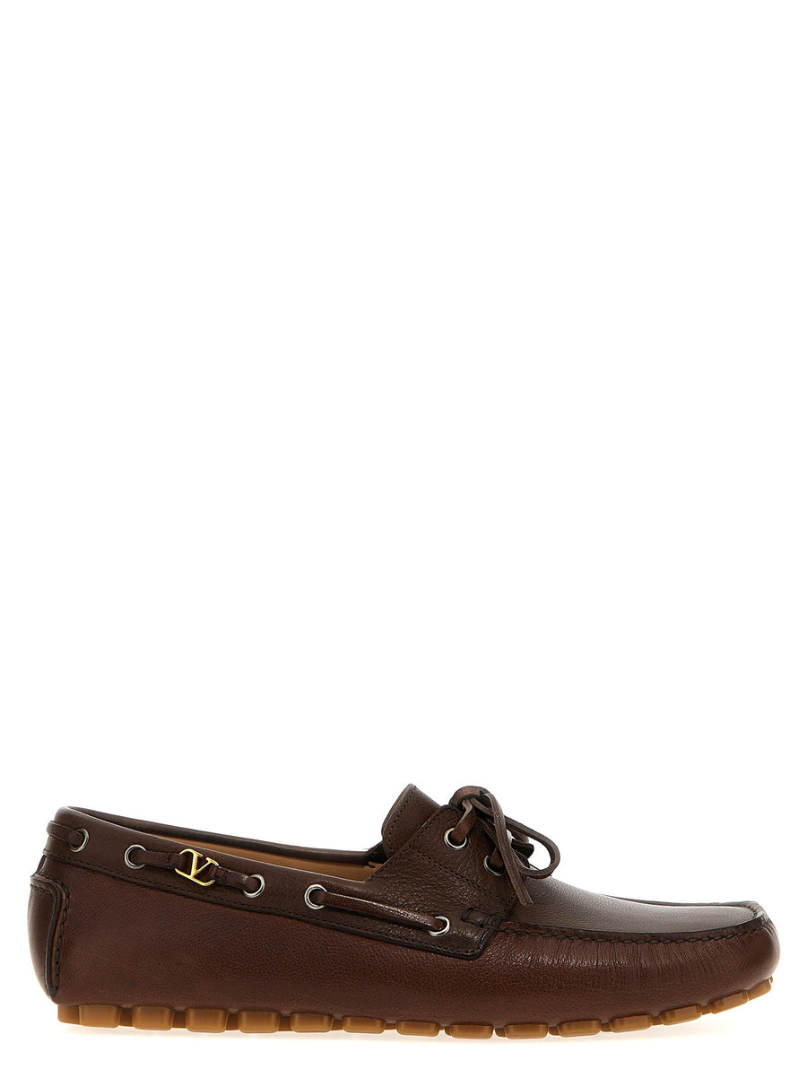 Valentino Garavani Driver Loafers for Men Buffalo Leather Lace Up Vlogo Signature