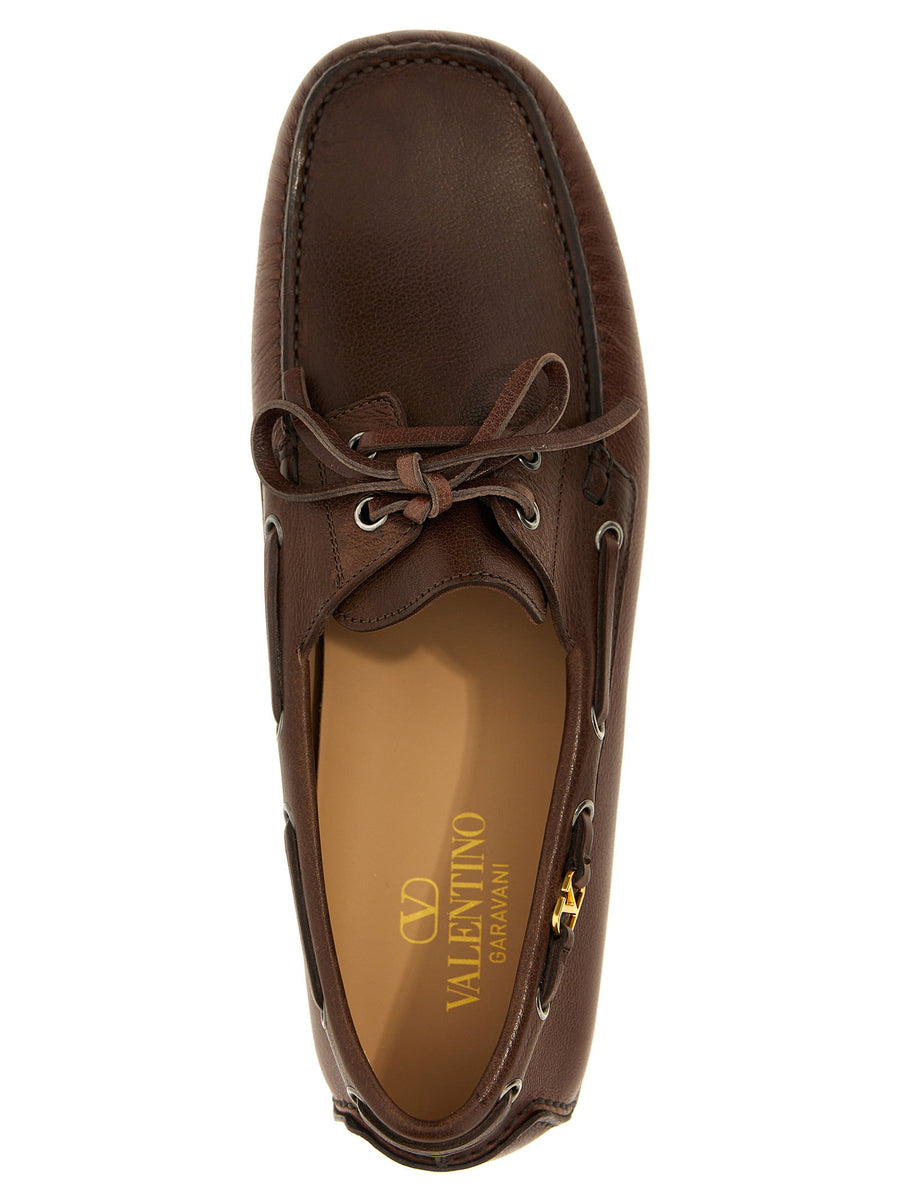 Valentino Garavani Driver Loafers for Men Buffalo Leather Lace Up Vlogo Signature