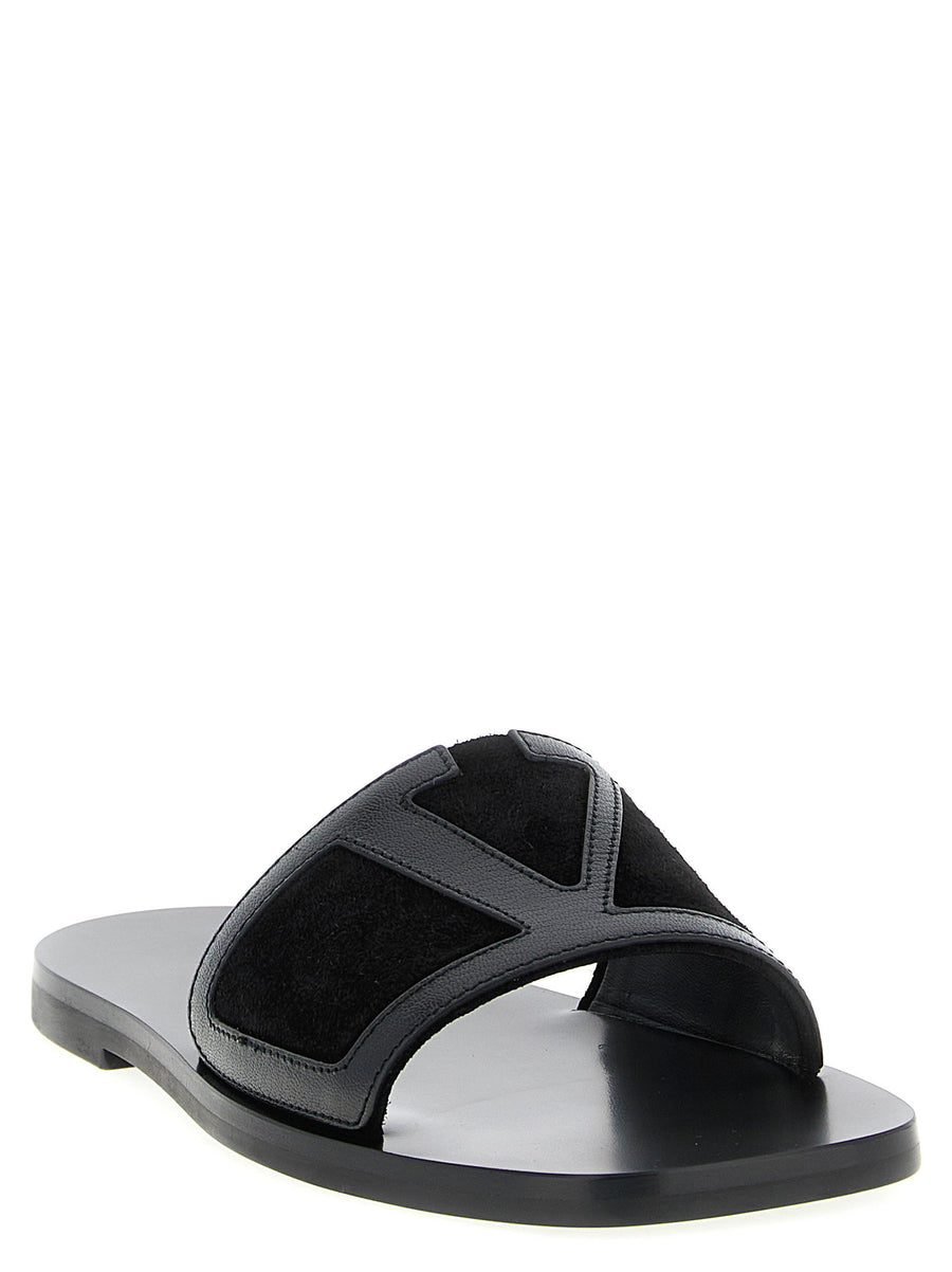 Valentino Garavani Viva Superstar Black Calfskin Leather Slides