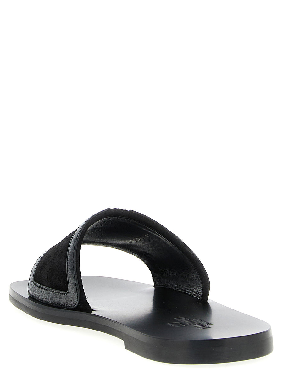 Valentino Garavani Viva Superstar Black Calfskin Leather Slides