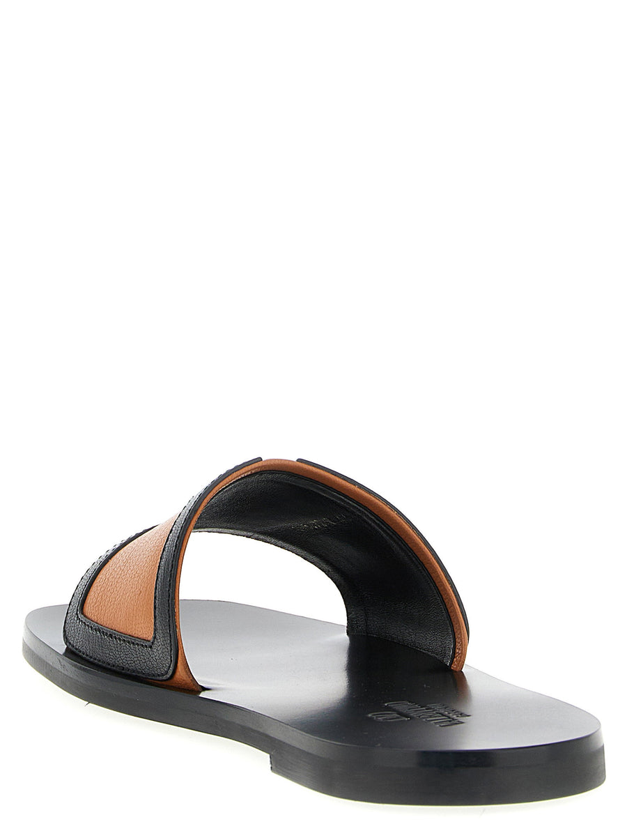 Valentino Garavani Viva Superstar Slides Mens Brown Goat Leather VLogo Signature