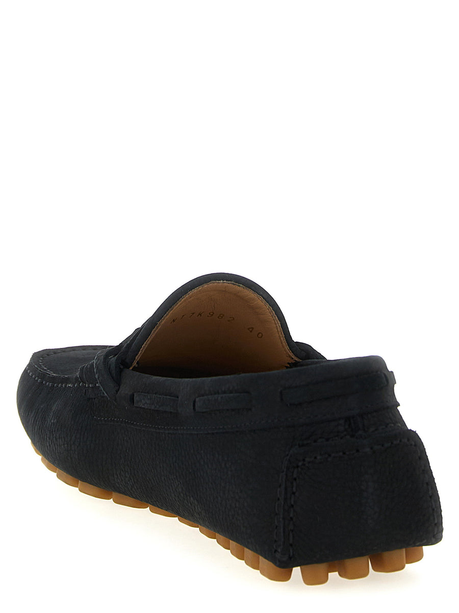 Valentino Garavani Driver Moccasins Fastaway for Men Premium Black Calfskin Leather VLogo Detail Rubber Sole